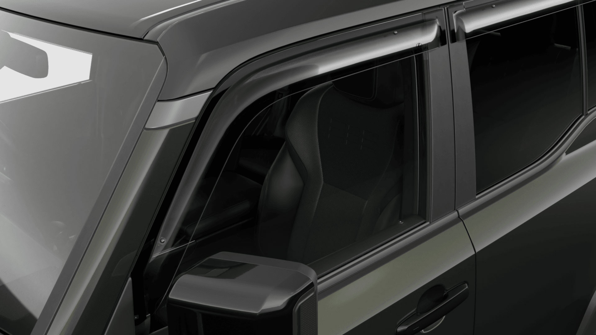 Close-up of Lexus GX, showcasing the optional Weathershields accessory. 