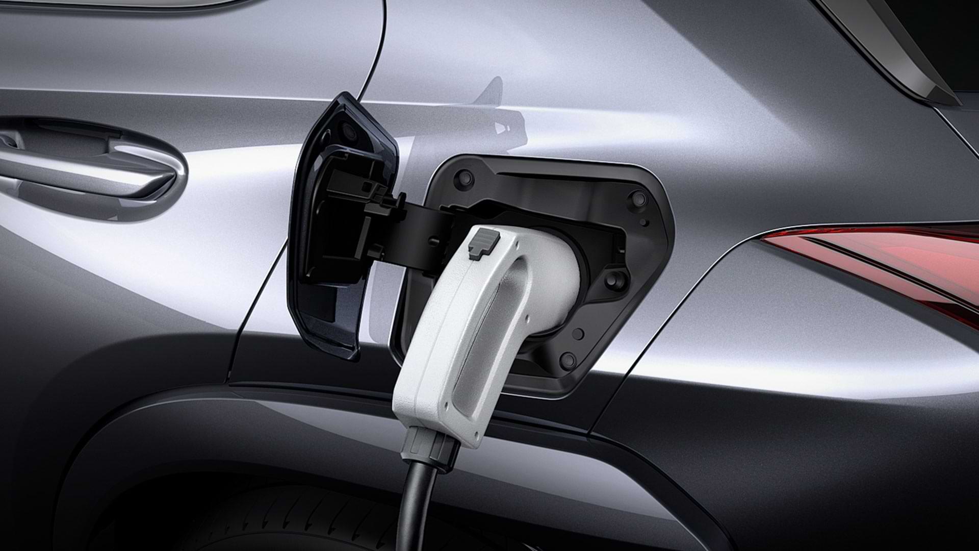 A charger is connected to a car.