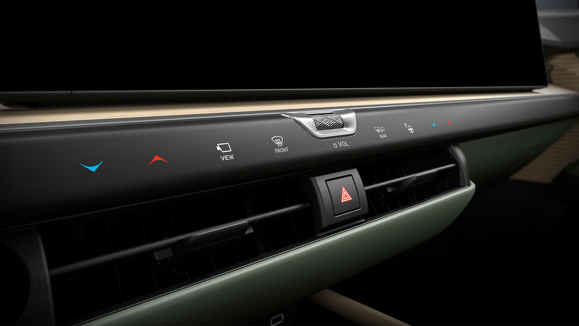 Climate controls on the front dashboard of the Lexus ES sedan